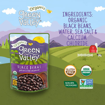 Green Valley Organics Black Beans Pouch, 15.5 Ounce (Pack Of 12)