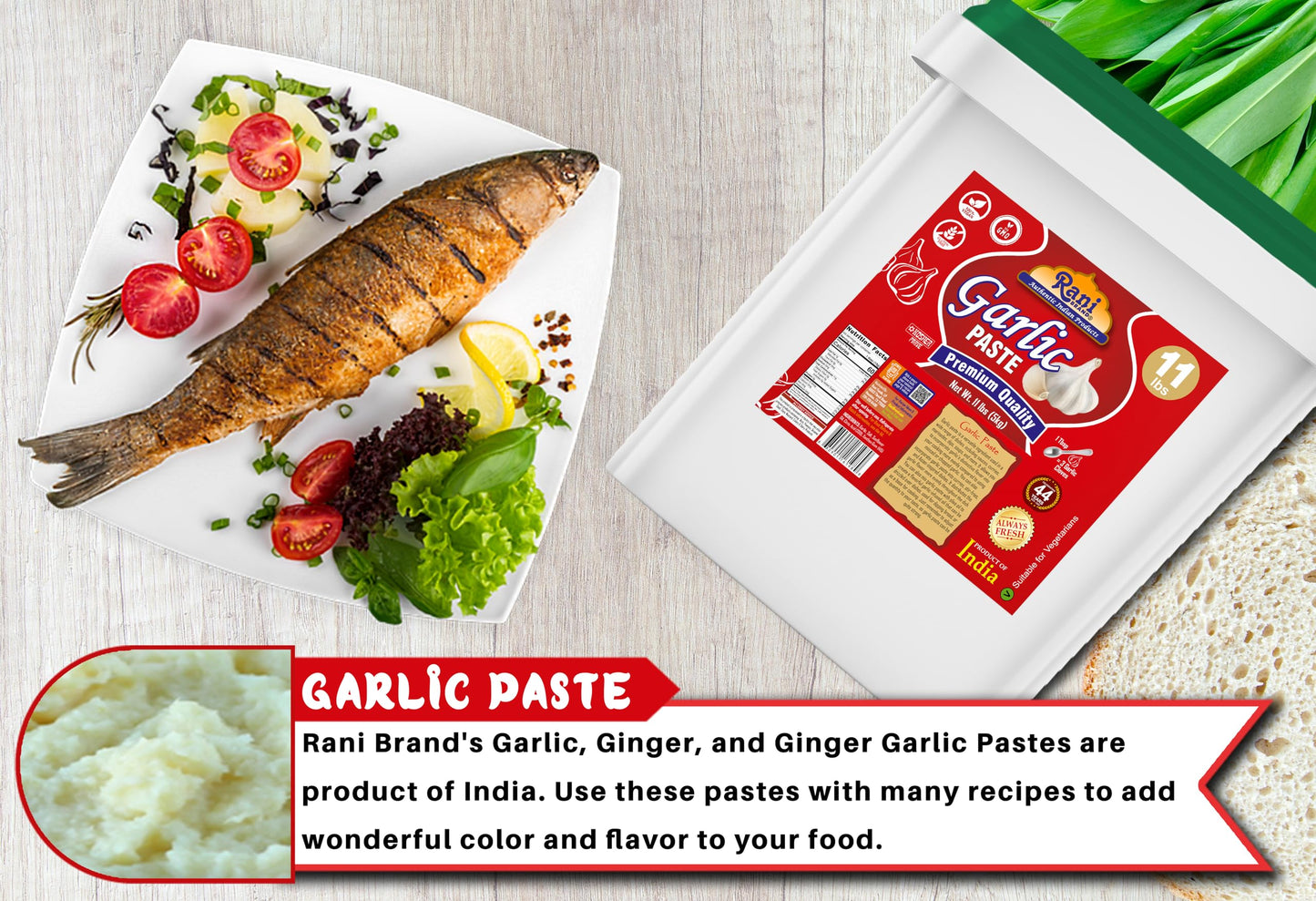 Rani Garlic Cooking Paste 176Oz (11Lbs) 5Kg Bulk ~ Vegan | Gluten Free | Non-Gmo | Kosher | No Colors | Indian Origin