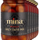 Mina Spicy Olive Mix, 12.5 oz (Pack of 6) - Premium Handpicked Moroccan Olives with Red Chili Pepper Harissa, Keto Friendly Spic
