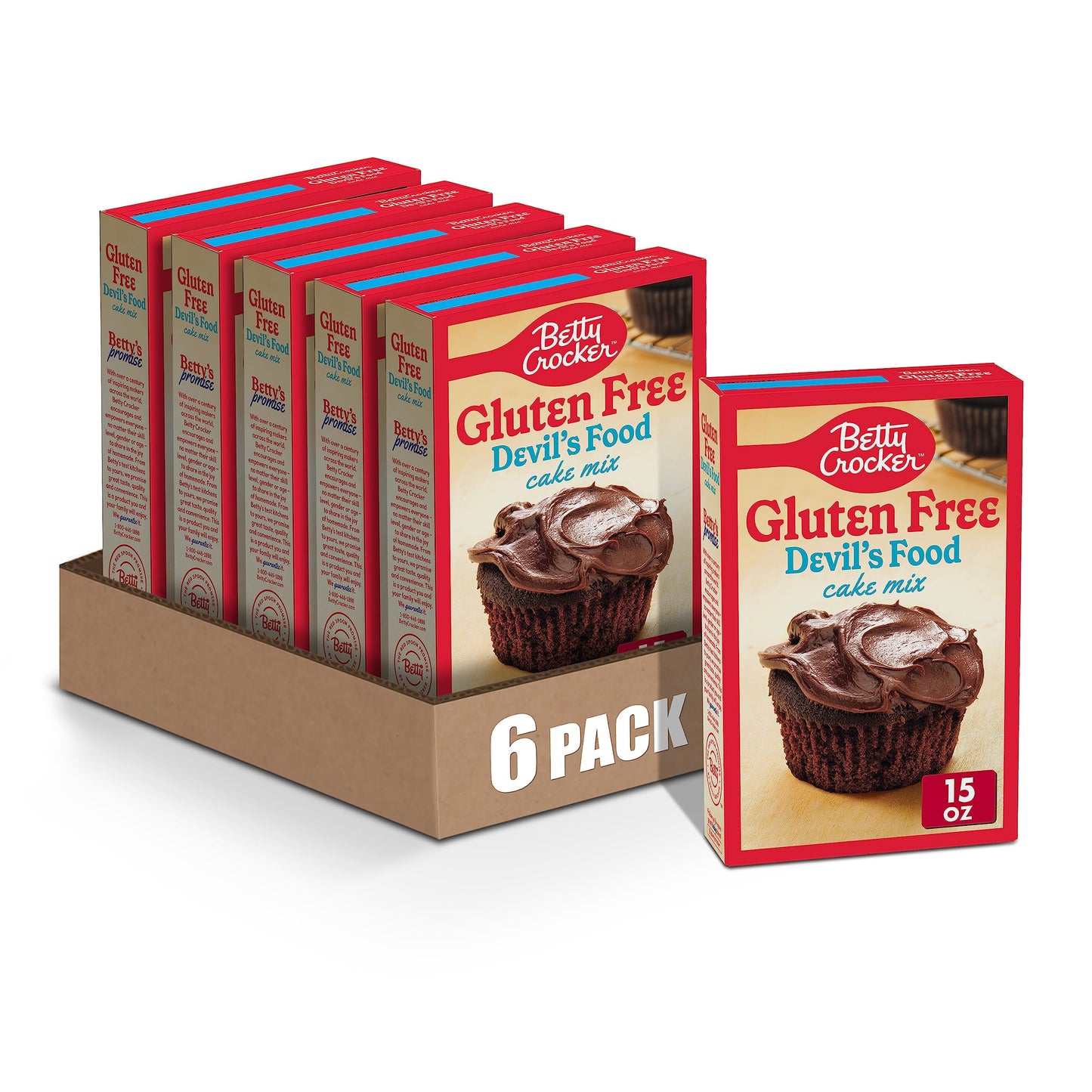 Betty Crocker Gluten Free Devils Food Cake Mix, 15 oz, Pack of 6, Model 27792