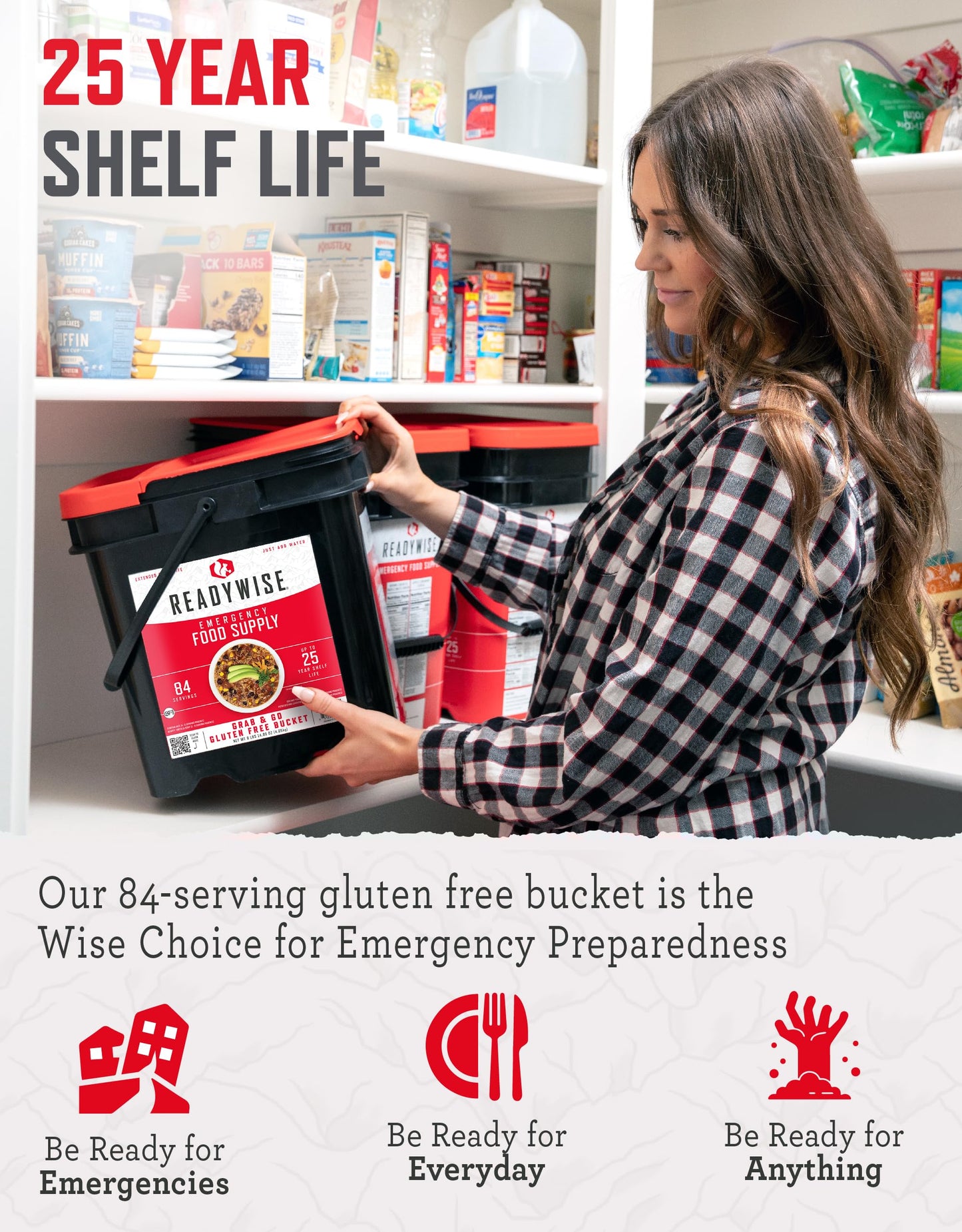 Readywise - Gluten Free Bucket, 84 Servings, Emergency, Mre Meal Food Supply, Premade, Freeze Dried Survival Food For Hiking, Ad