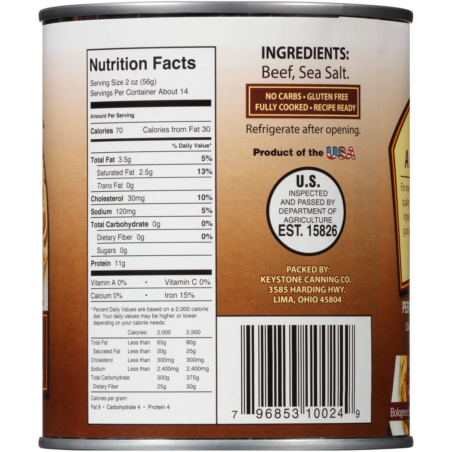 Keystone All Natural Ground Beef 28 Ounce Long Term Emergency Survival Food Canned Meat | Fully Cooked Ready To Eat | Gluten Free Family Pack Of 1