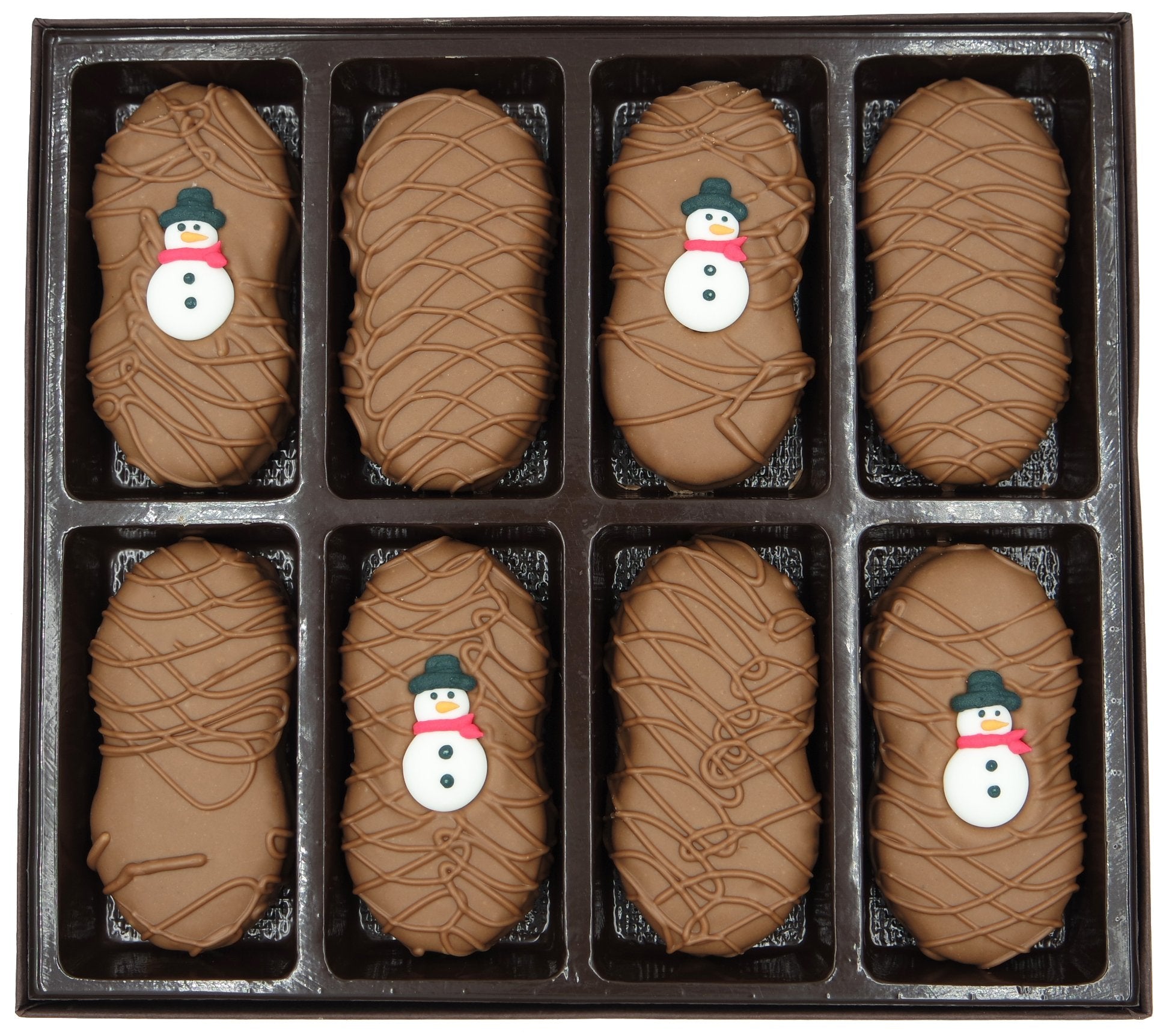 Philadelphia Candies Milk Chocolate Covered Nutter Butter Cookies  Winter Holiday Snowman Net Wt 8 Oz