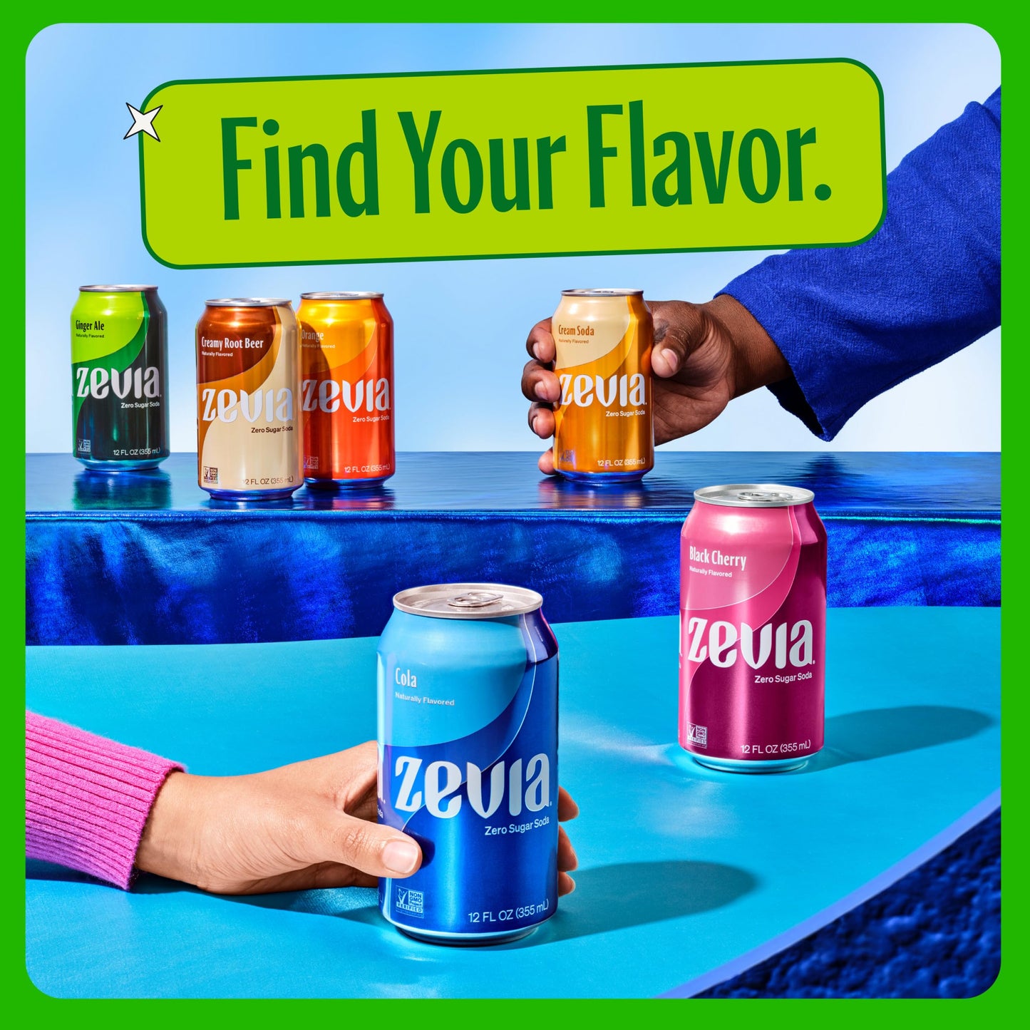 Zevia Zero Sugar, Mountain Zevia Soda, 12 Fl Oz Cans (Pack Of 24)