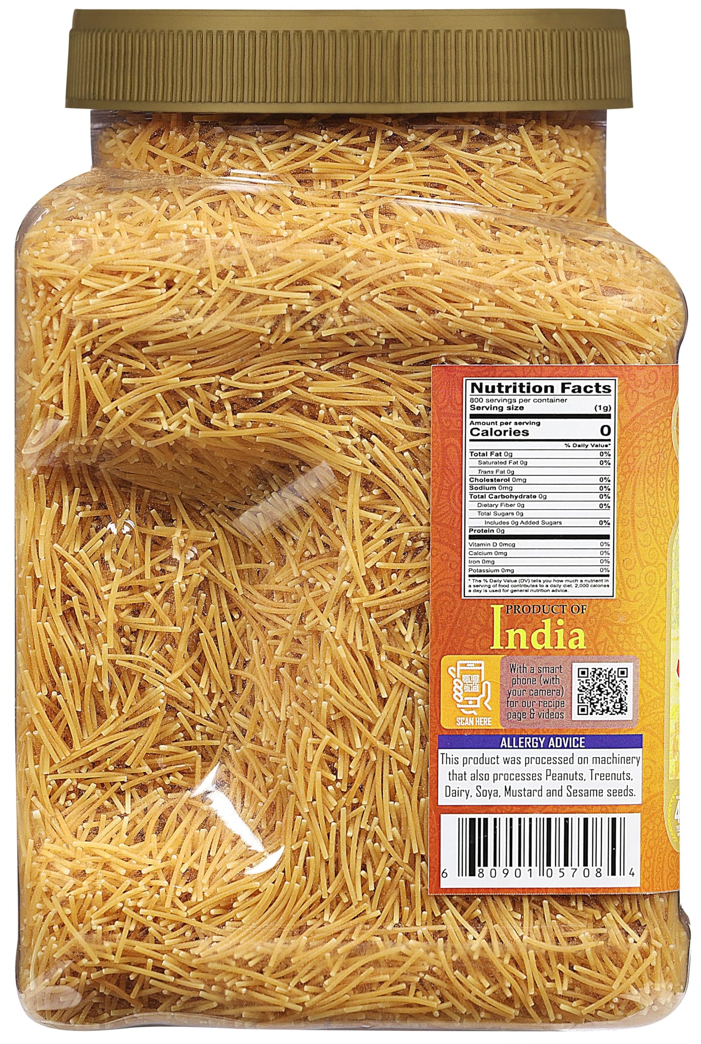 Rani Roasted Vermicelli (Roasted Wheat Noodles) 28Oz (1.75Lbs) 800G Pet Jar ~ All Natural | Vegan | Non-Gmo | Kosher | Indian Or