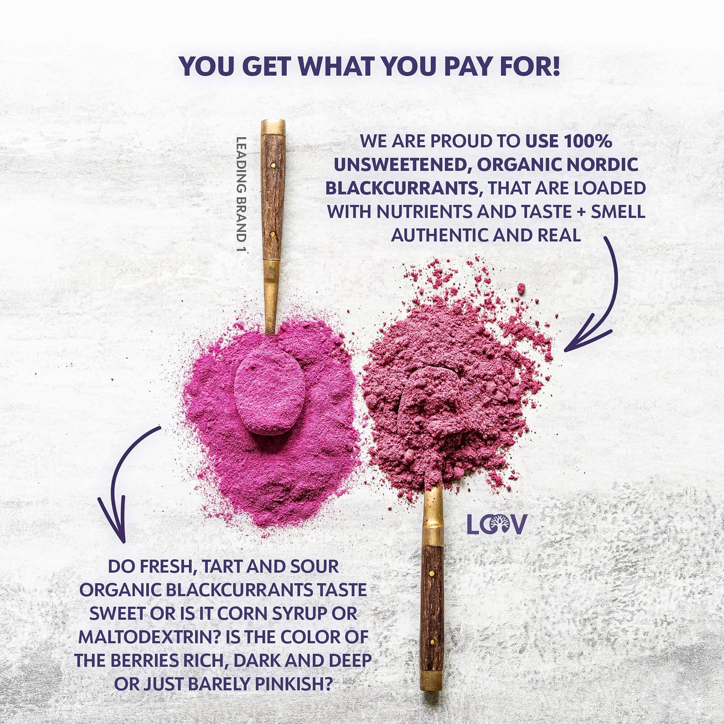 Loov Organic Blackcurrant Powder | Made From 100% Whole Black Currants | Freeze Dried And Powdered Organic Black Currants | No A