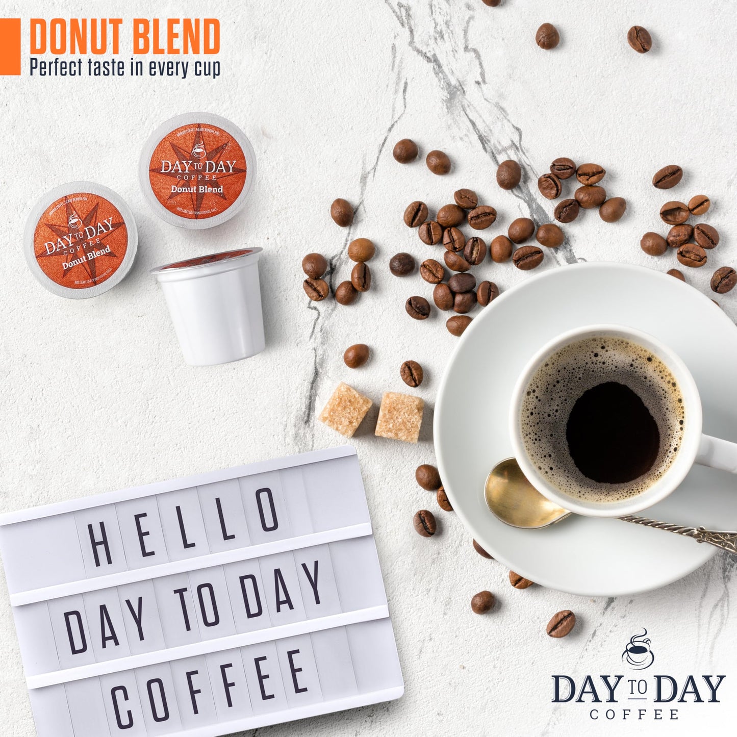 Day To Day Coffee Donut Blend Medium Roast Coffee Pods for K-Cup malt-inspired, 120 Count