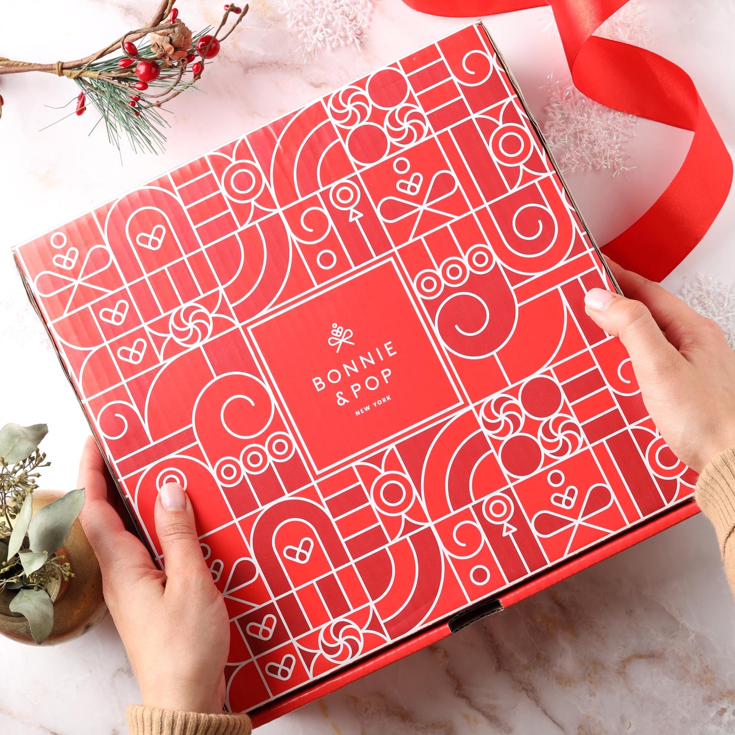 Bonnie and Pops Holiday Tin- with Assorted Christmas Chocolate  Cookies  Pretzels - Festive  Corporate  Family  Gift Basket Idea for Men and Women (Extra Large)