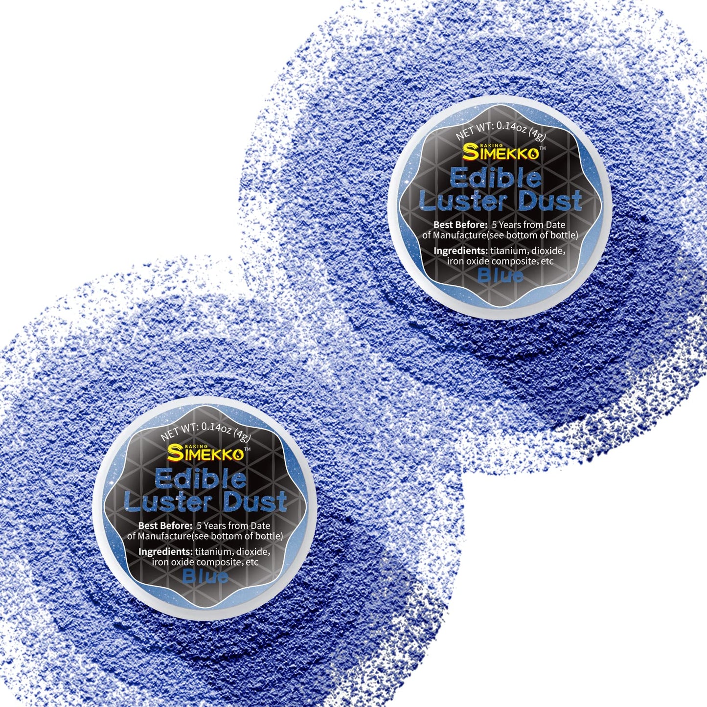 SIMEKKO Edible Glitter Blue Dust for Drinks & Baking, 2 Bottles, 4g Each
