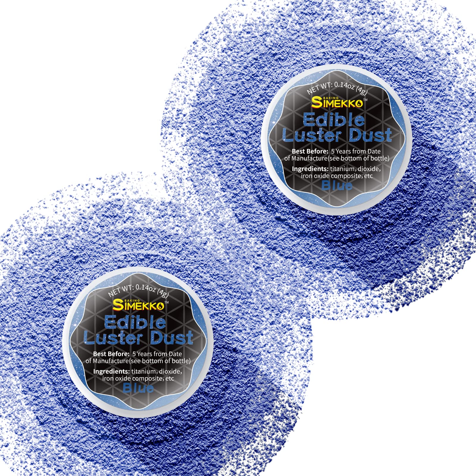 SIMEKKO Edible Glitter Blue Dust for Drinks & Baking, 2 Bottles, 4g Each