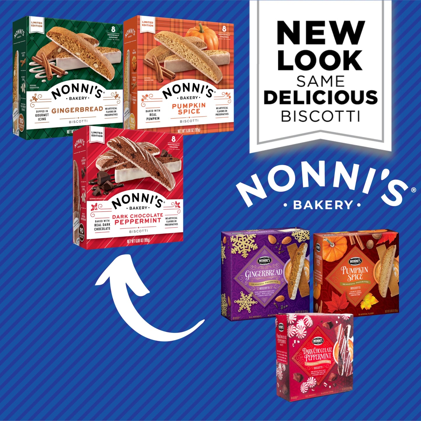 Nonnis Holiday Italian Biscotti Cookies - 3 Boxes Christmas Cookies - Dark Chocolate Peppermint Cookies, Gingerbread Cookies &