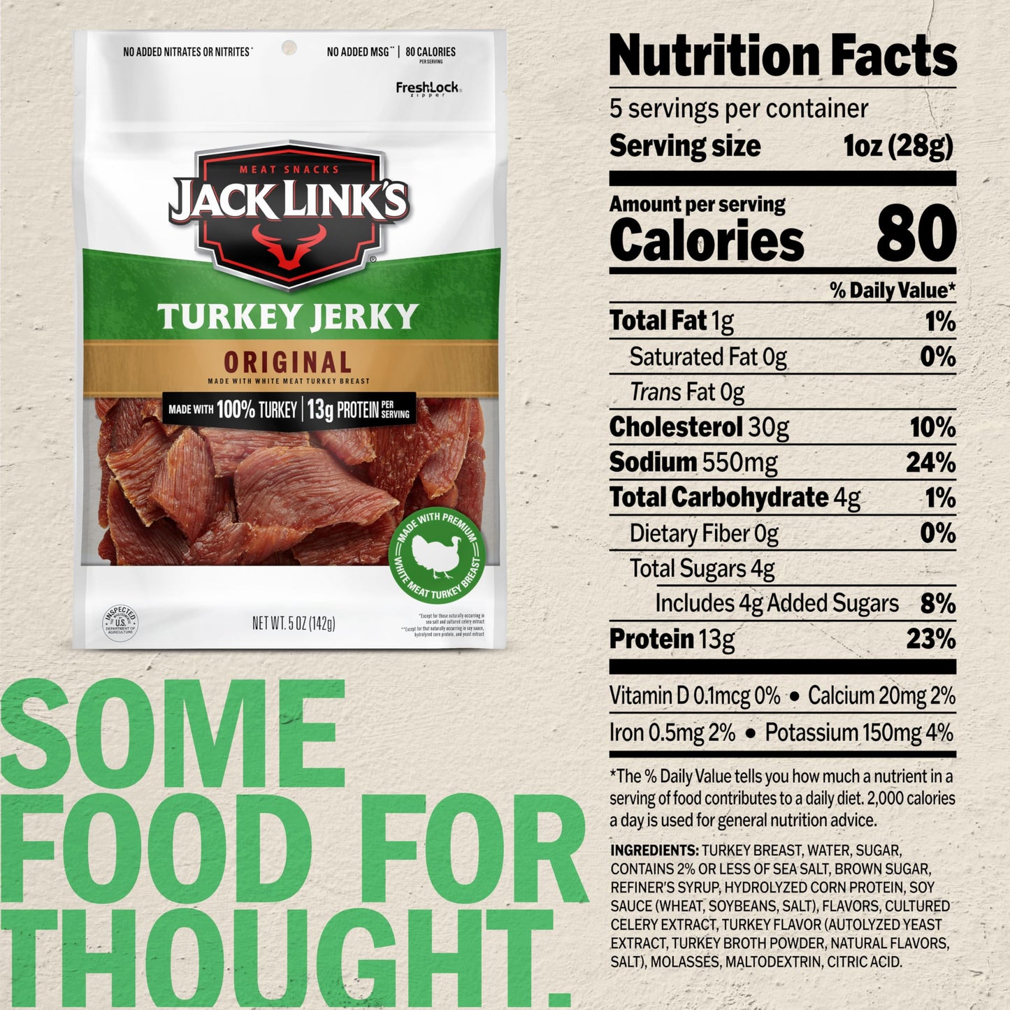 Jack Links Turkey Jerky, Original Flavor, 5 Oz, 13g Protein, Keto Friendly, Ready to Eat Snack