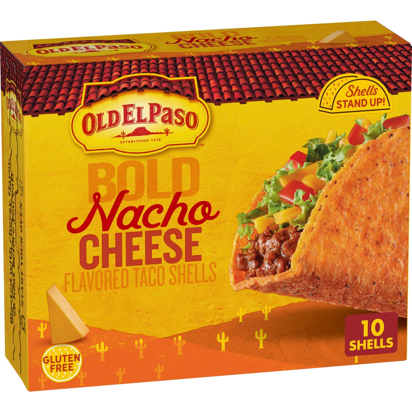 Old El Paso Stand N Stuff Bold Nacho Cheese Flavored Taco Shells, 10-count