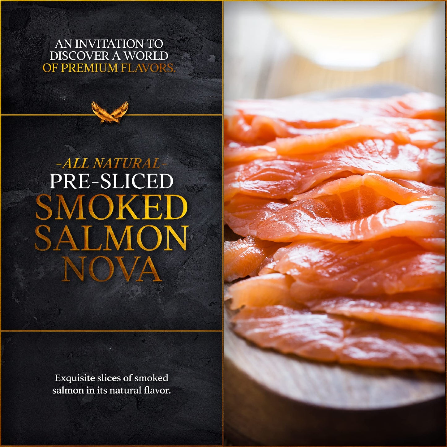 New Yorks Delicacy Smoked Salmon Nova - 3 X 4 Oz. (0.75 Lb) [All Natural] - Most Awarded, Pre-Sliced, Fully Trimmed Salmon - Kosher, Gluten Free, High In Omega 3-100% Natural Atlantic Salmon