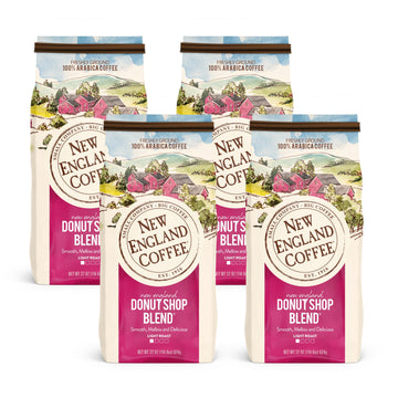 New England Coffee Donut Shop Blend Light Roast Ground Coffee, 22Oz Bag (Pack Of 4)