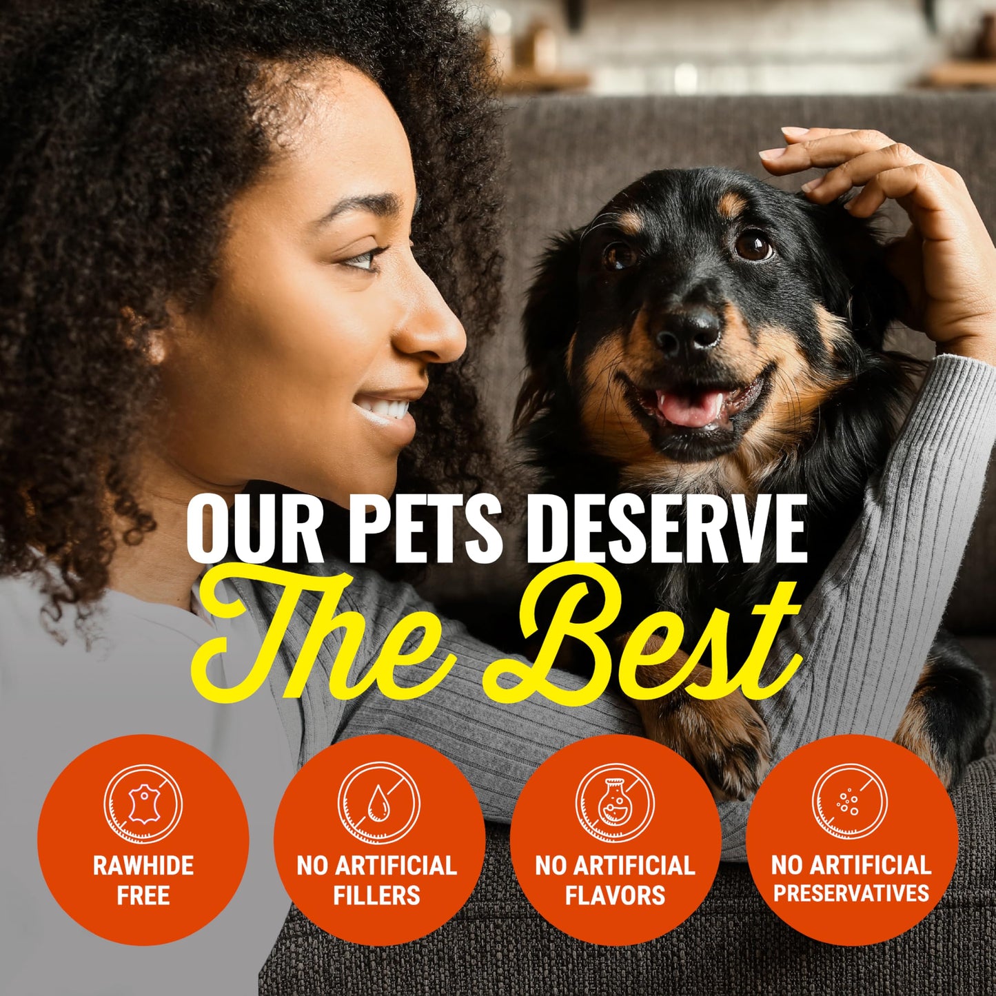 etta says! Crunchy Dog Chews - Rawhide-Free, All-Natural Ingredients - Sausage Flavor - 10 Pack