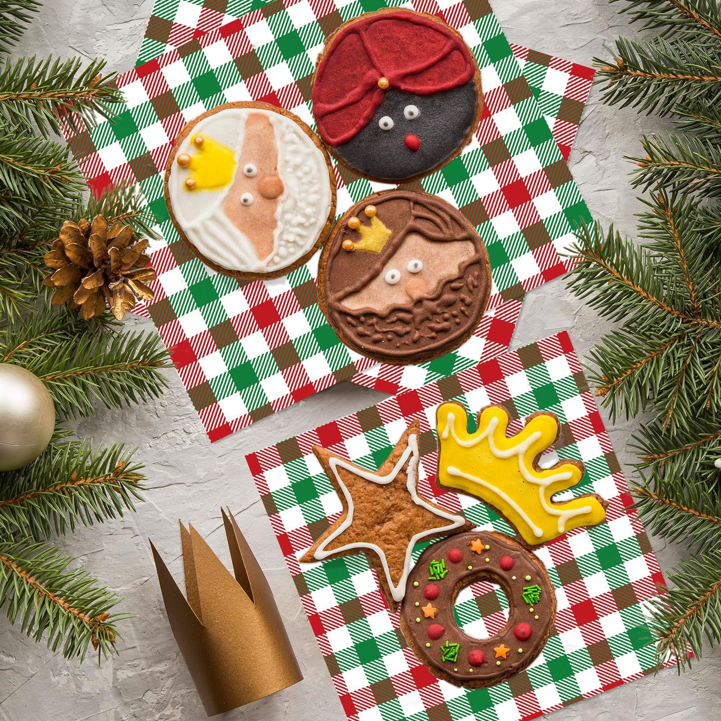 JarThenaAMCS Christmas Plaid Wax Deli Paper, 150 Pcs, 9.8 x 8.3 inch, Waterproof Sandwich Wrap for Winter Party Kitchen Supplies