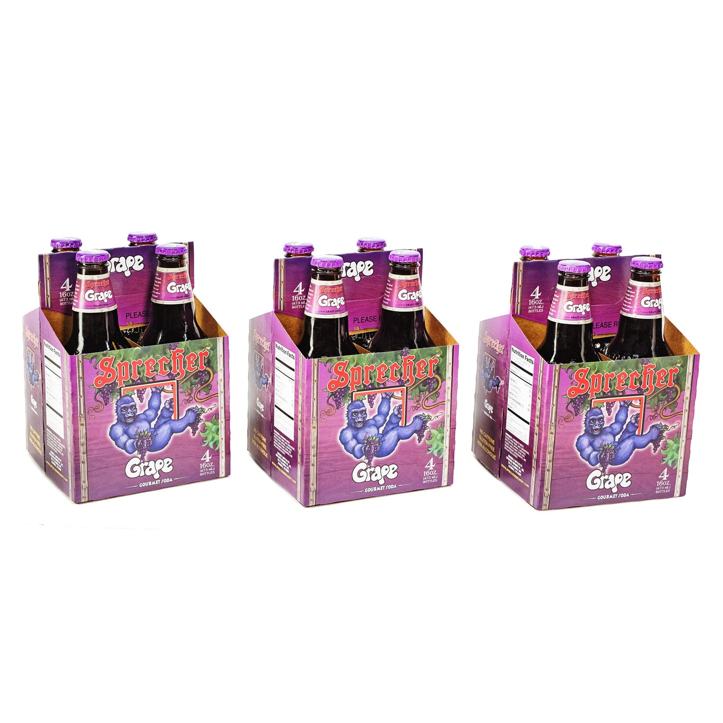 Sprecher Grape Soda, Great Tasting, Hand Crafted, Fire-Brewed, Gourmet, Craft Soda, 16oz Glass Bottles- 12 PACK