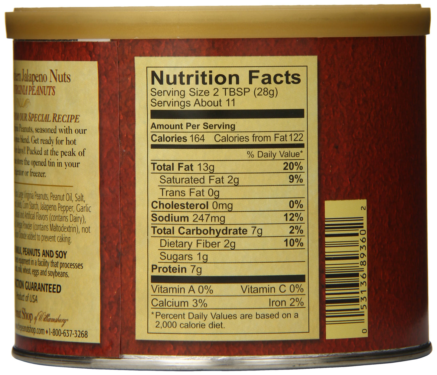 The Peanut Shop Of Williamsburg Hot Southern Jalapeno Nuts, 10.5 Ounce