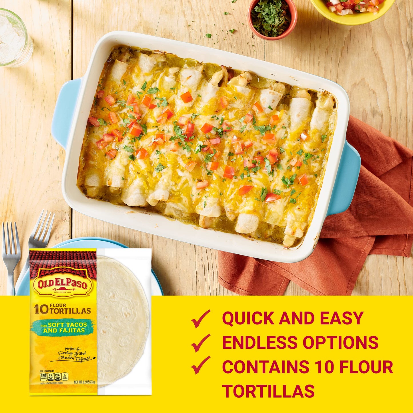 Old El Paso Flour Tortillas, For Soft Tacos And Fajitas, 10 Ct., 8.2 Oz. (Pack Of 6)