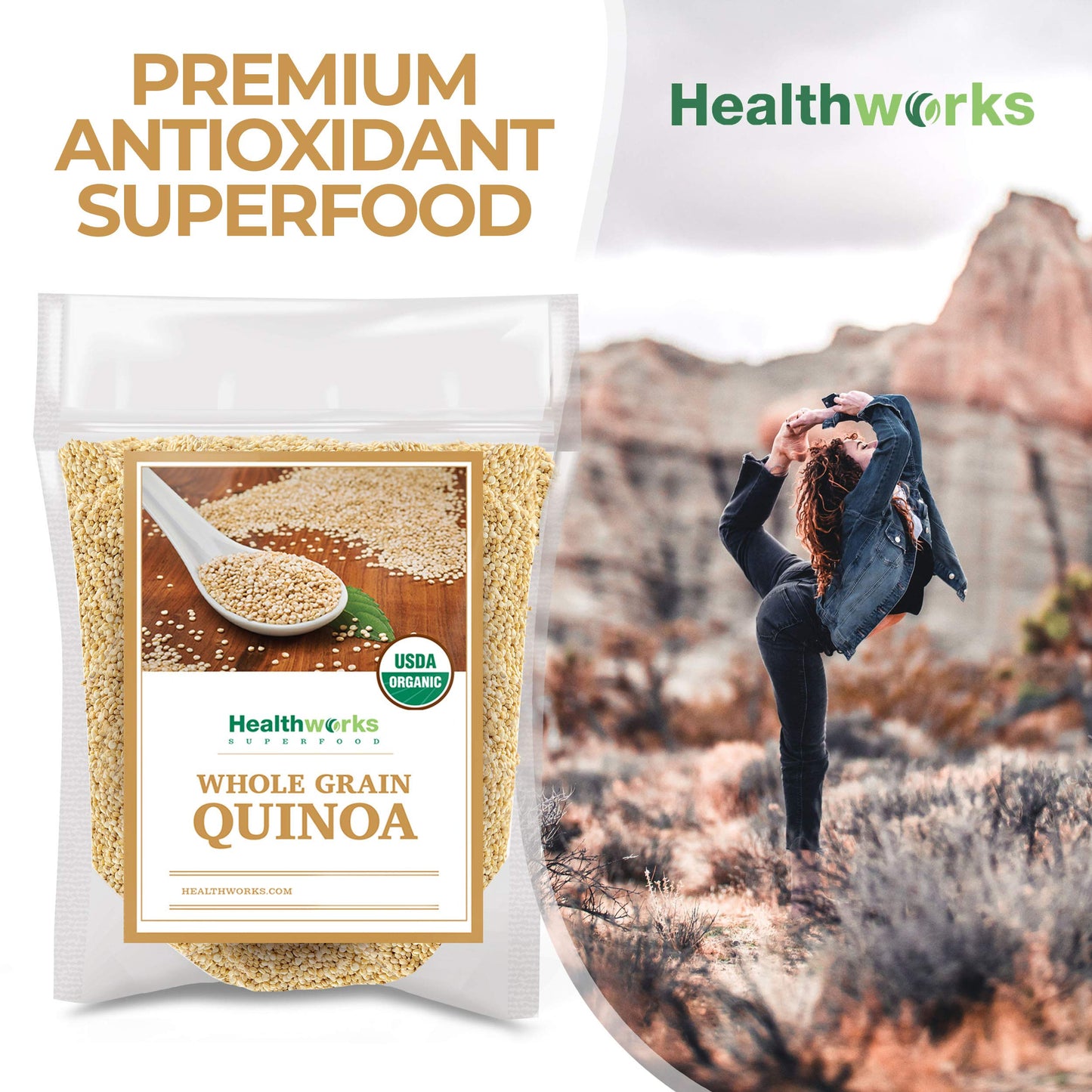 Healthworks Quinoa White Whole Grain Raw Organic (80 Ounces / 5 Pounds) | Protein, Fiber & Iron | Peruvian Origin | Rice & Pasta