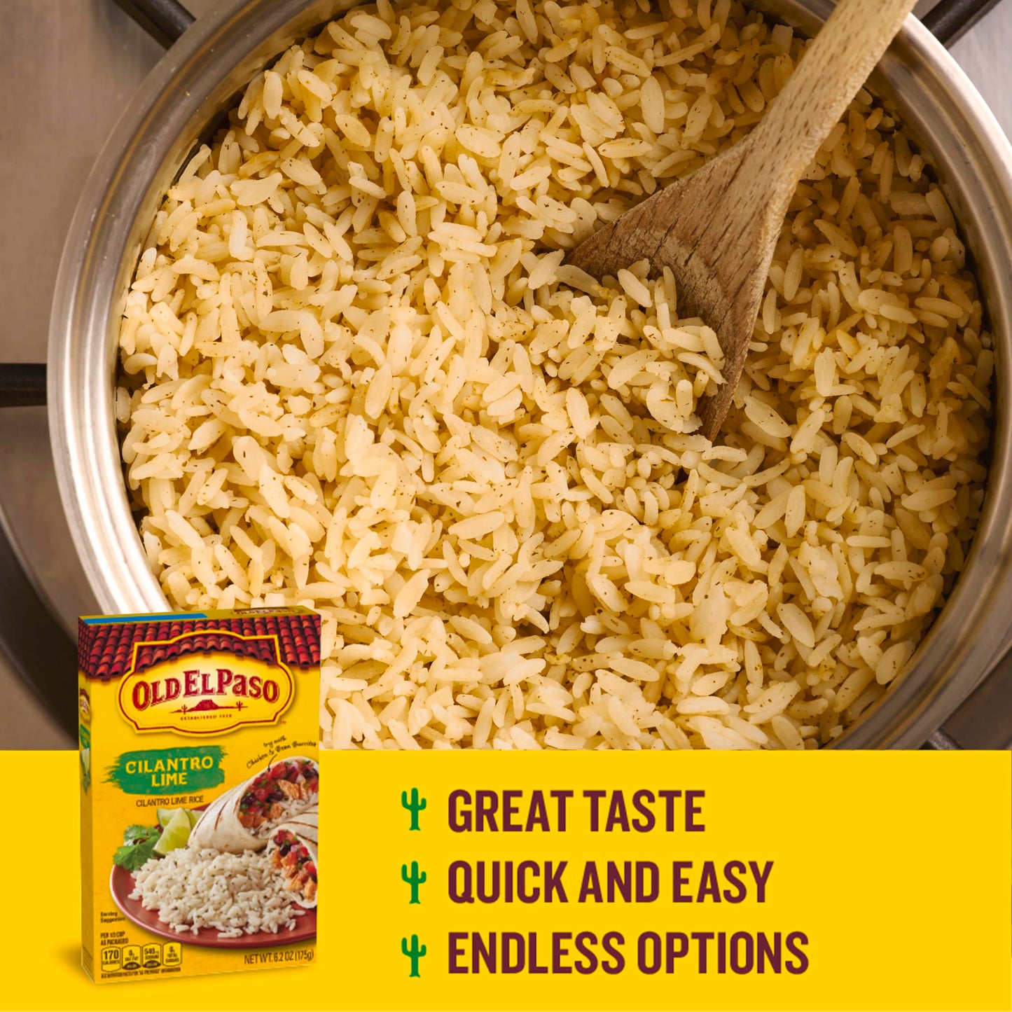 Old El Paso Cilantro Lime Seasoned Rice, Side Dish, 6.2 Oz