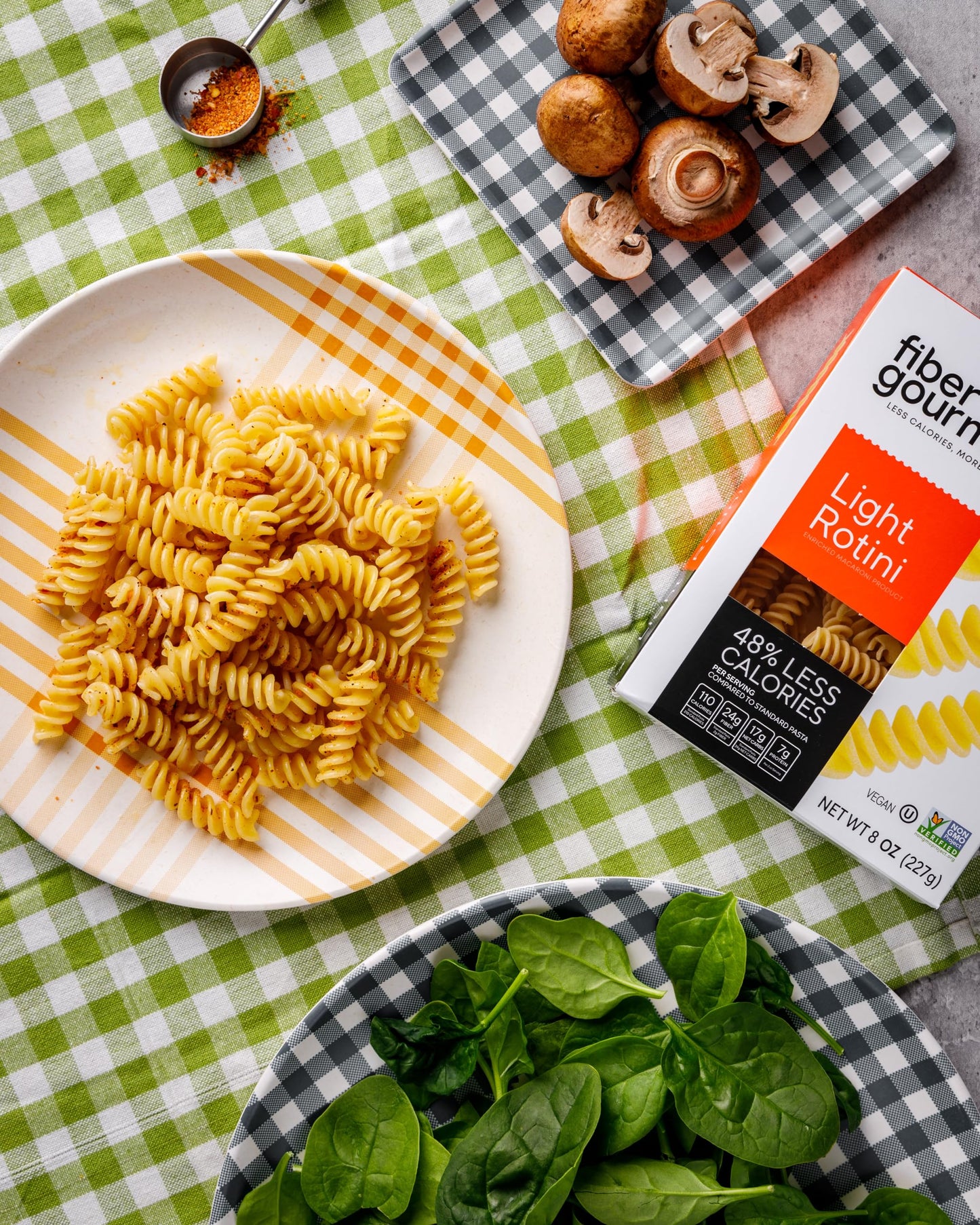Fiber Gourmet Light Rotini Pasta, Low Net Carb, Fiber Rich, Low Calorie, Healthy Pasta - Made In Italy, Kosher, Vegan, Non-Gmo - 8 Oz, Pack Of 2