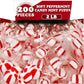 Soft Peppermint Candy Balls, 200 Pieces of Classic Christmas Candy Bulk, Stocking Stuffer, Individually Wrapped Red and White St