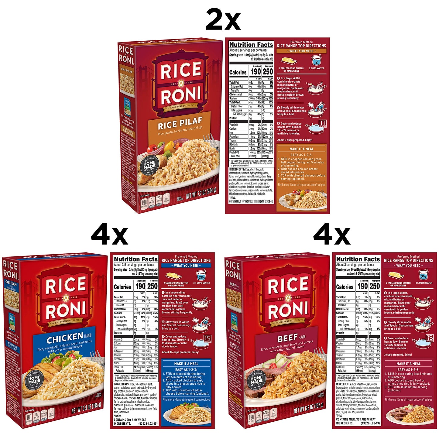 Rice-A-Roni Dinner Classics Variety Pack, 10 Piece Assortment
