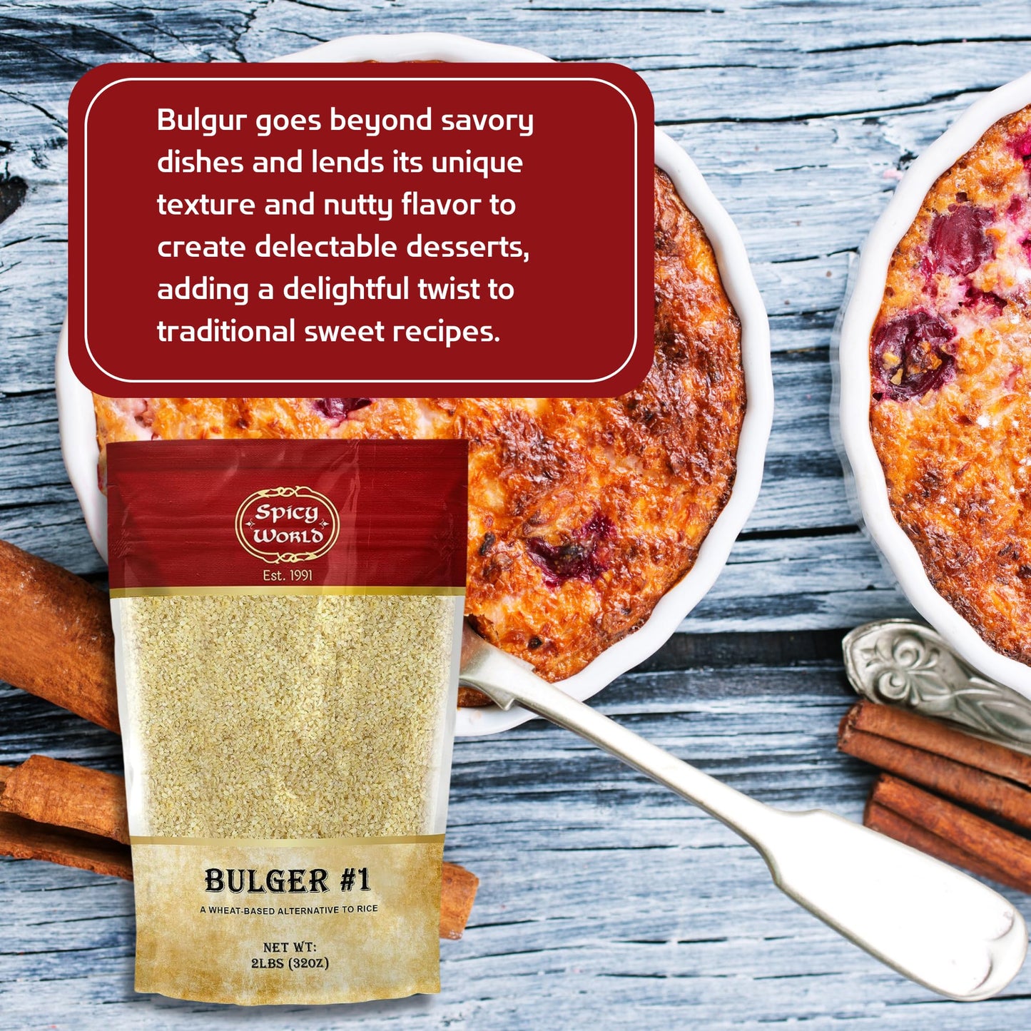 Spicy World Bulgur  ed Wheat, Fine #1, 2 LB Bag, 100% Natural, Great for Vegan Recipes