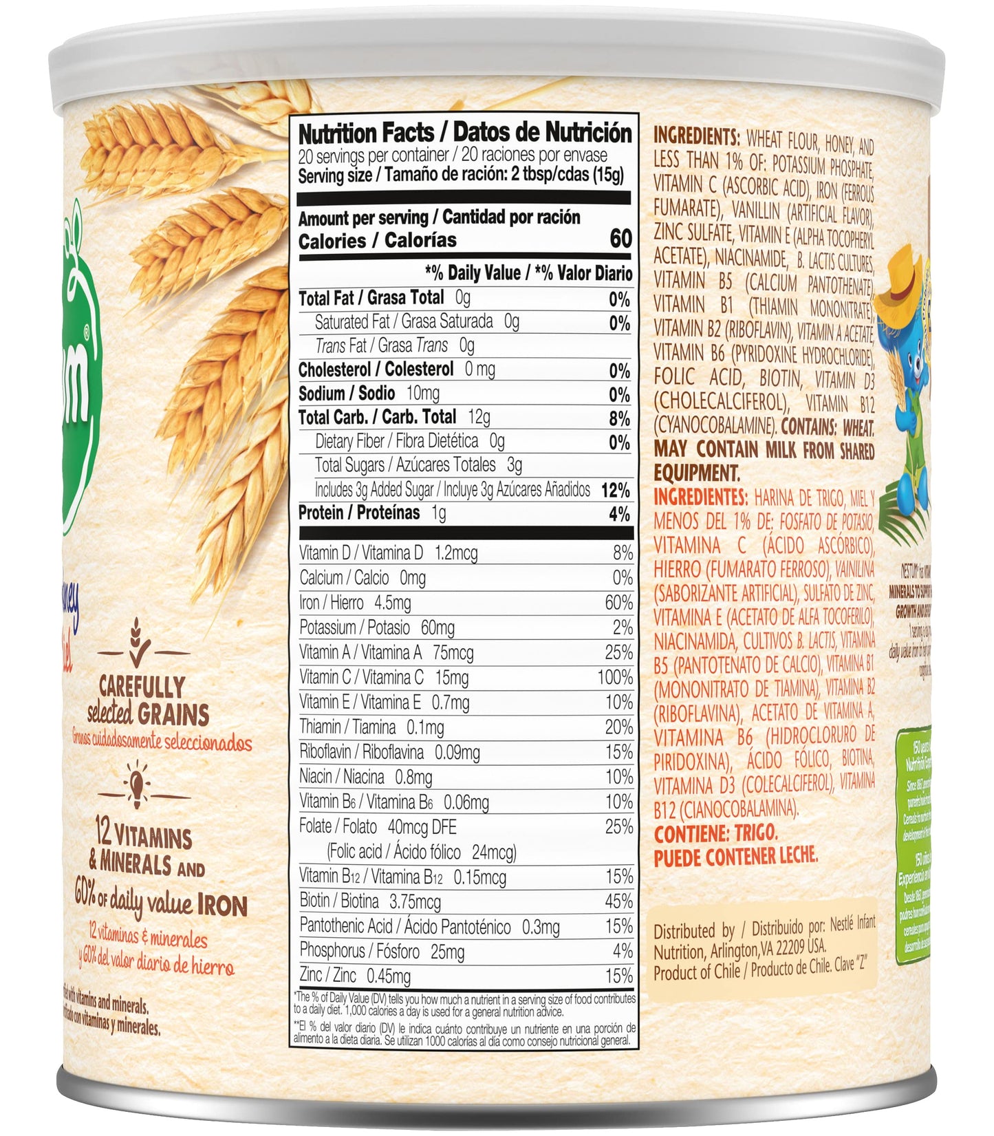 Nestle Nestum Cereal, Wheat And Honey, 10.5-Ounce Container (Pack Of 6)