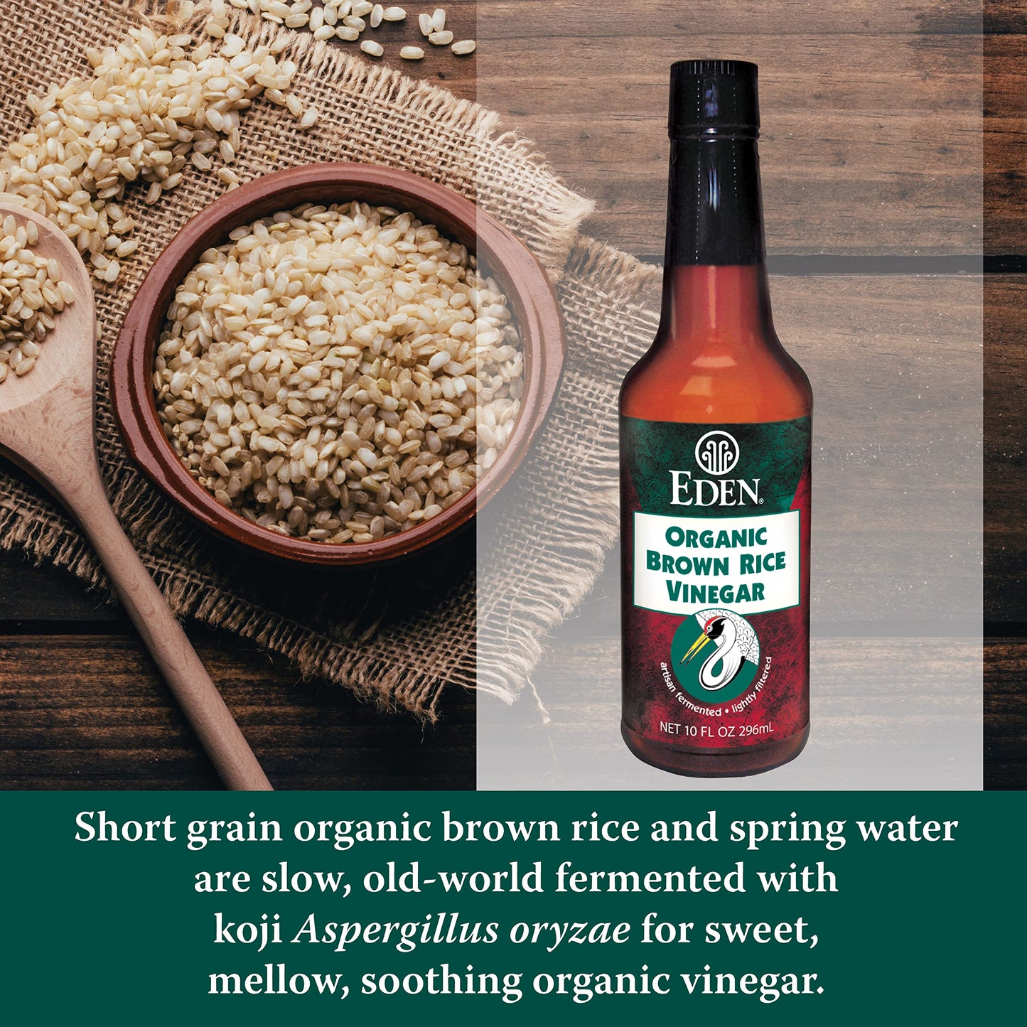 Eden Organic Brown Rice Vinegar, 10 Fl Oz Amber Glass, Imported