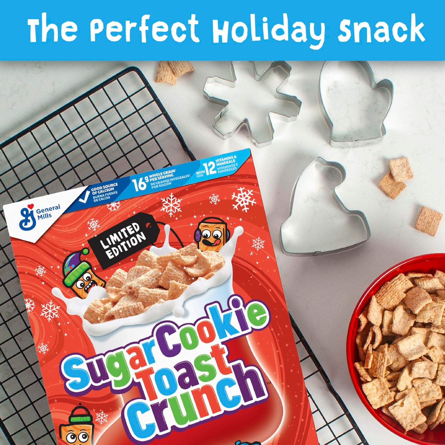 Sugar Cookie Toast Crunch Breakfast Cereal  Crispy Naturally Flavored Sugar Cookie Cinnamon Cereal  Limited Edition  Family Size  18.8 oz