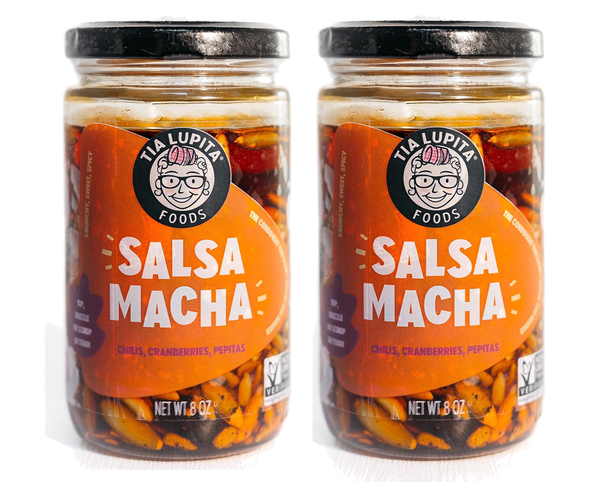 TIA LUPITA Salsa Macha Chili Crunch Oil - 2 Pack of 7.5oz Bottles - Gluten Free, Non-GMO, Vegan