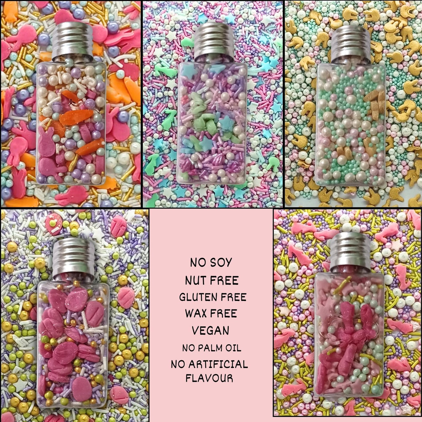 Confect Spring Sprinkles - 5-Pack | White, Pink & Sky Blue Star And Pearl Edible Sprinkles | Cake, Cupcake & Baking Decorations