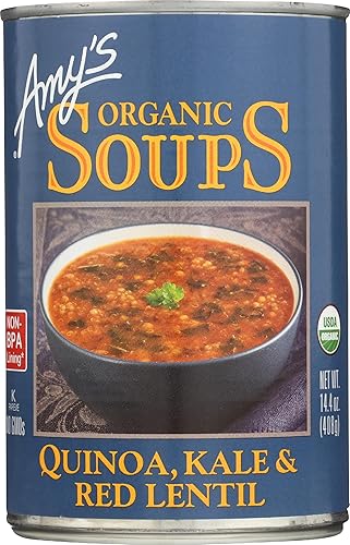 Amy'S Soup, Vegan Quinoa, Kale And Red Lentil Soup, Gluten Free, Made With Organic Vegetables And Lentils, Canned Soup, 14.4 Oz