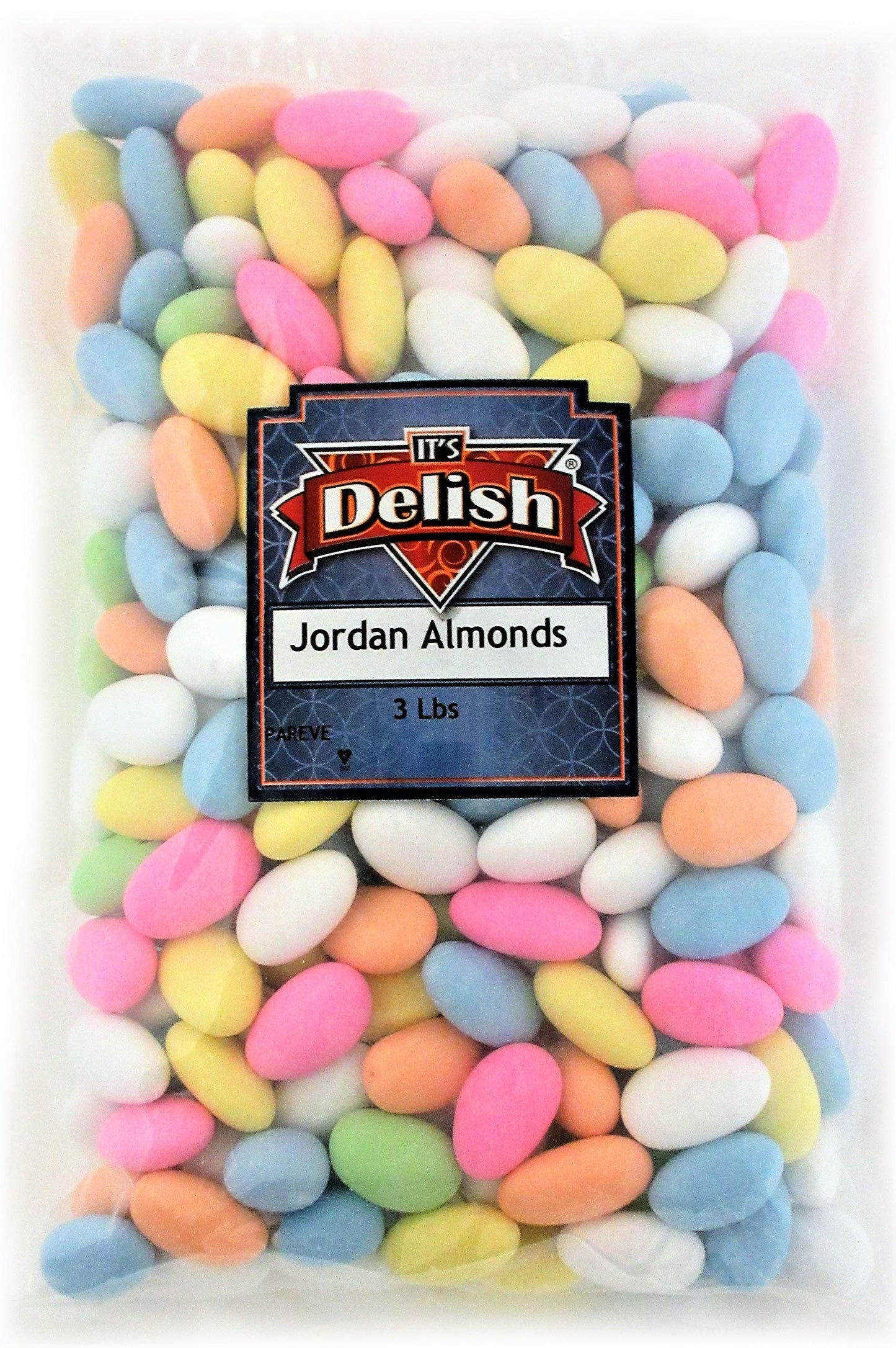 Its Delish Assorted Jordan Almonds, 3 LBS Bulk, Sugared Nut Candies - Vegan & Kosher Wedding Favors, Party Buffet Treats