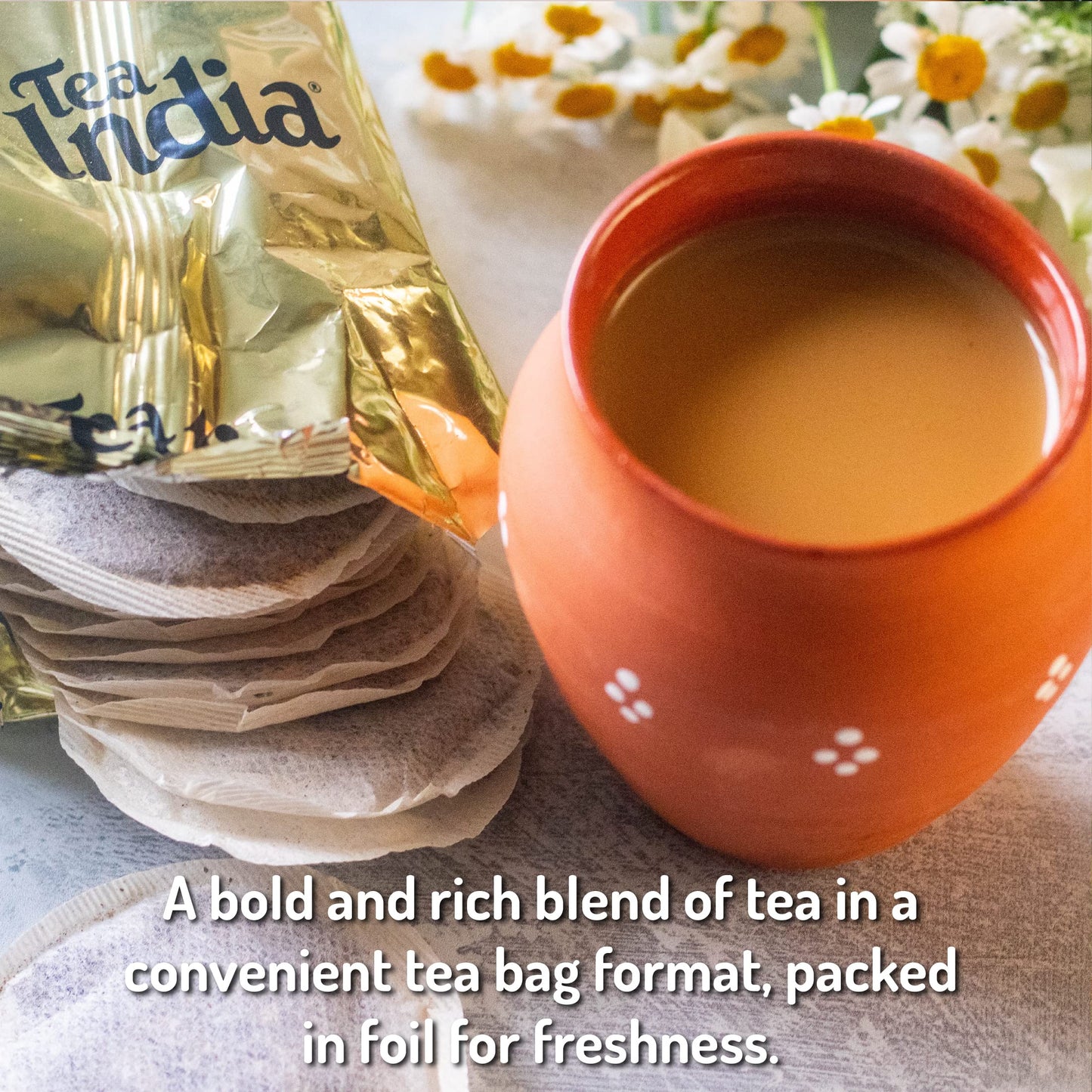 Tea India Masala Chai Tea Flavorful Blend Of Black Tea & Natural Ingredients Strong Full-Bodied Traditional Indian Caffeinated T