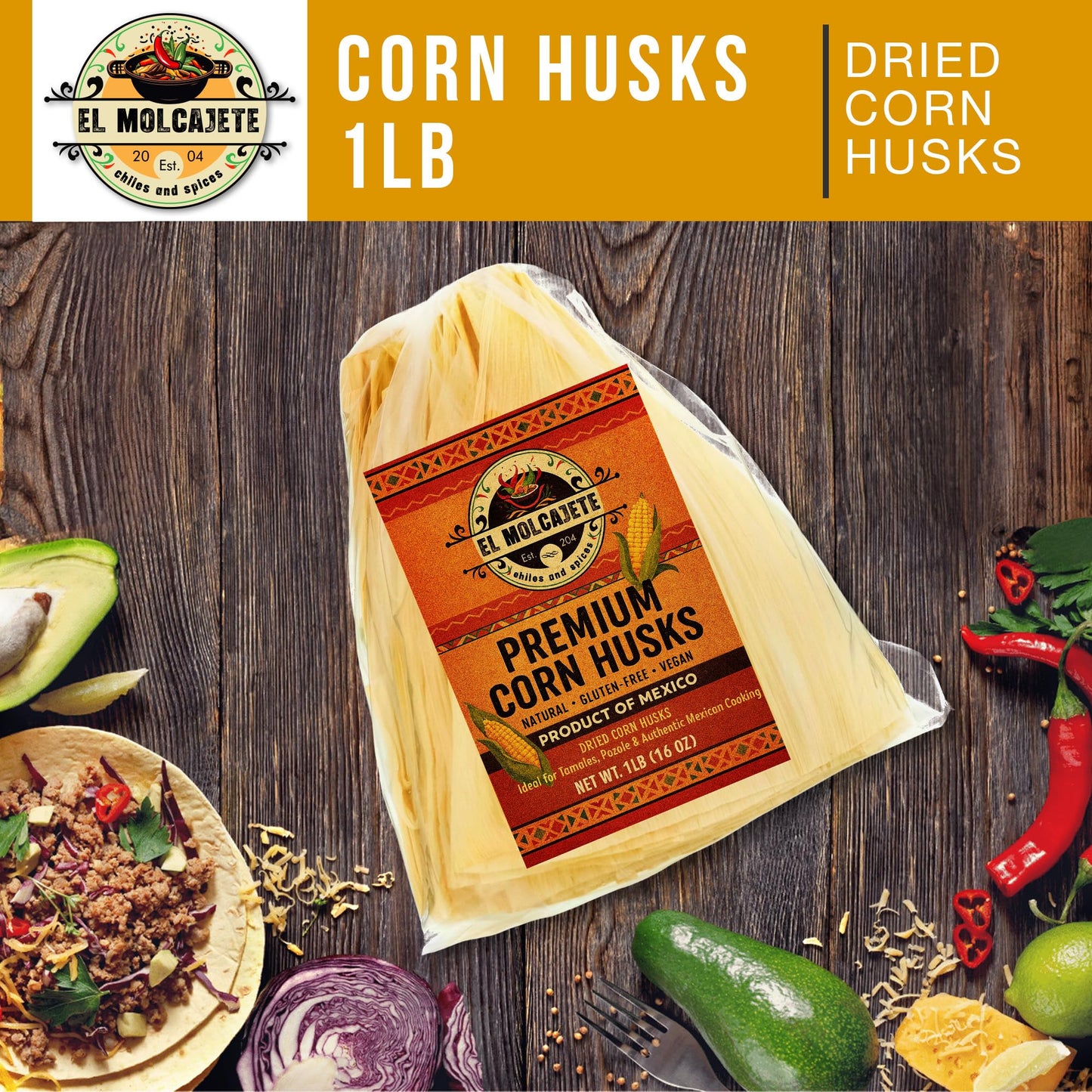 Corn Husks for Tamales 1 lb - enhanced Dried Hojas de Maiz  Natural and Authentic Mexican Husk Wrappers  Fresh and Flavorful by El Molcajete