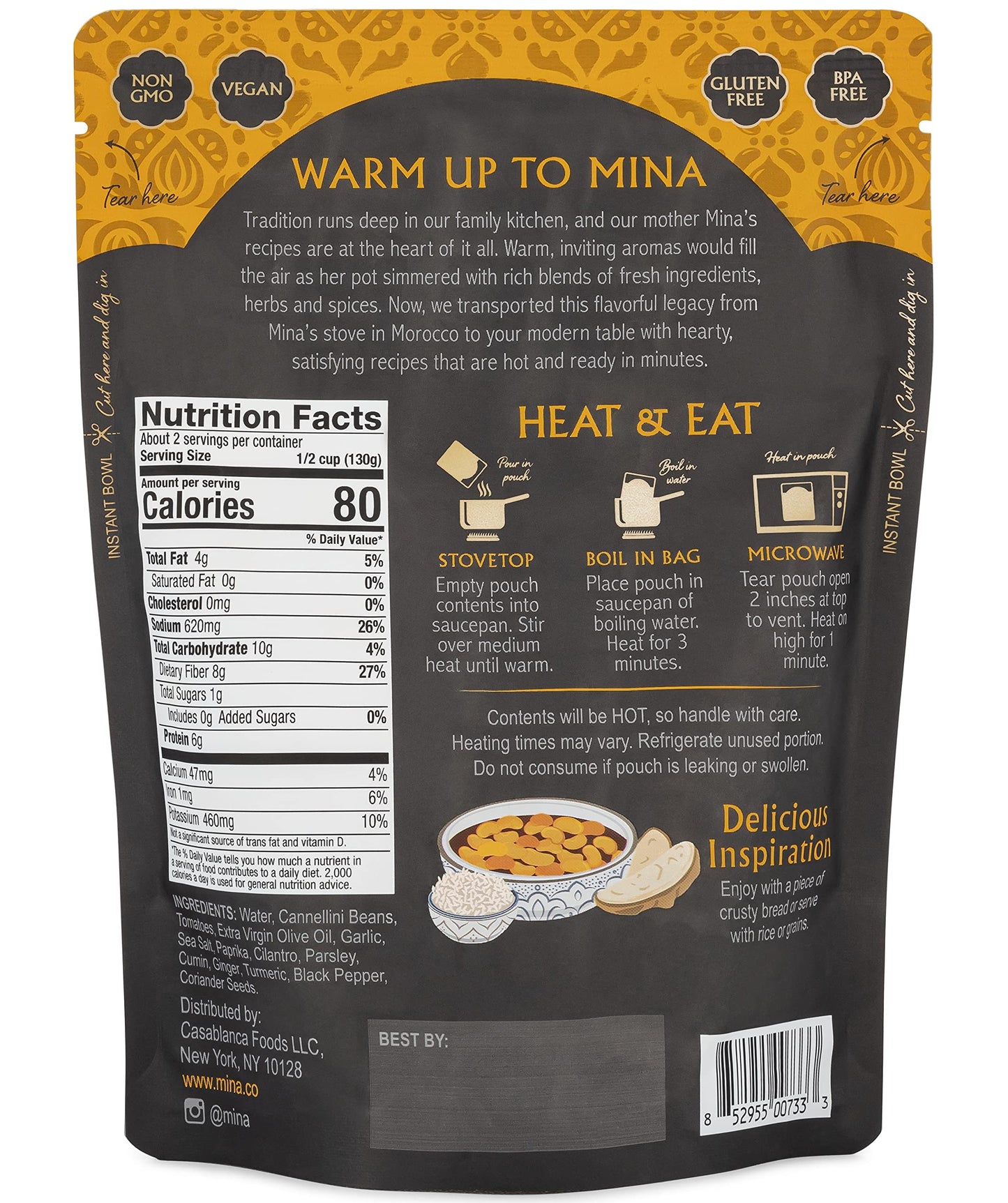 Mina, Loubia Moroccan White Bean Stew, 10 Ounce