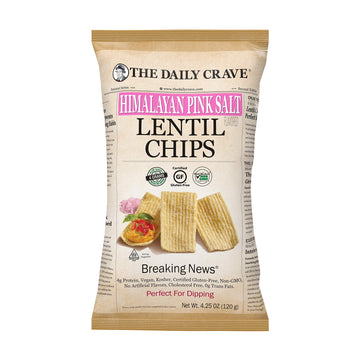 The Daily Crave Himalayan Pink Salt Lentil Chips, 4.25 Oz (Pack Of 8) 4 G Protein, Gluten-Free, Non-Gmo, Kosher, Crunchy