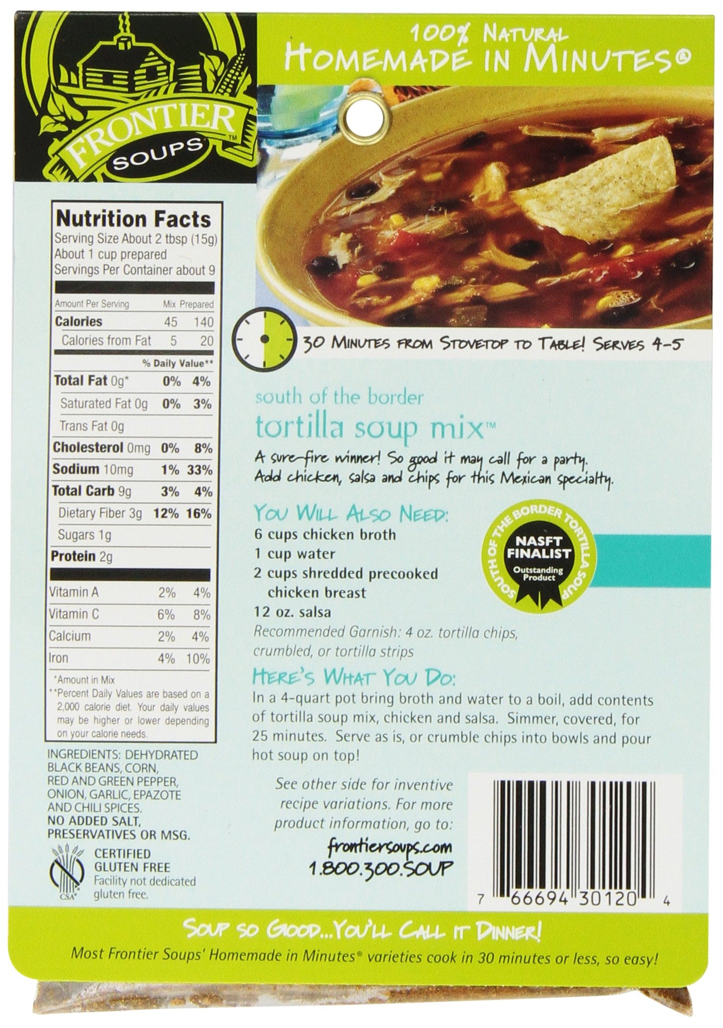 Frontier Soups Homemade In Minutes Soup Mix, South Of The Border Tortilla, 4.5 Oz