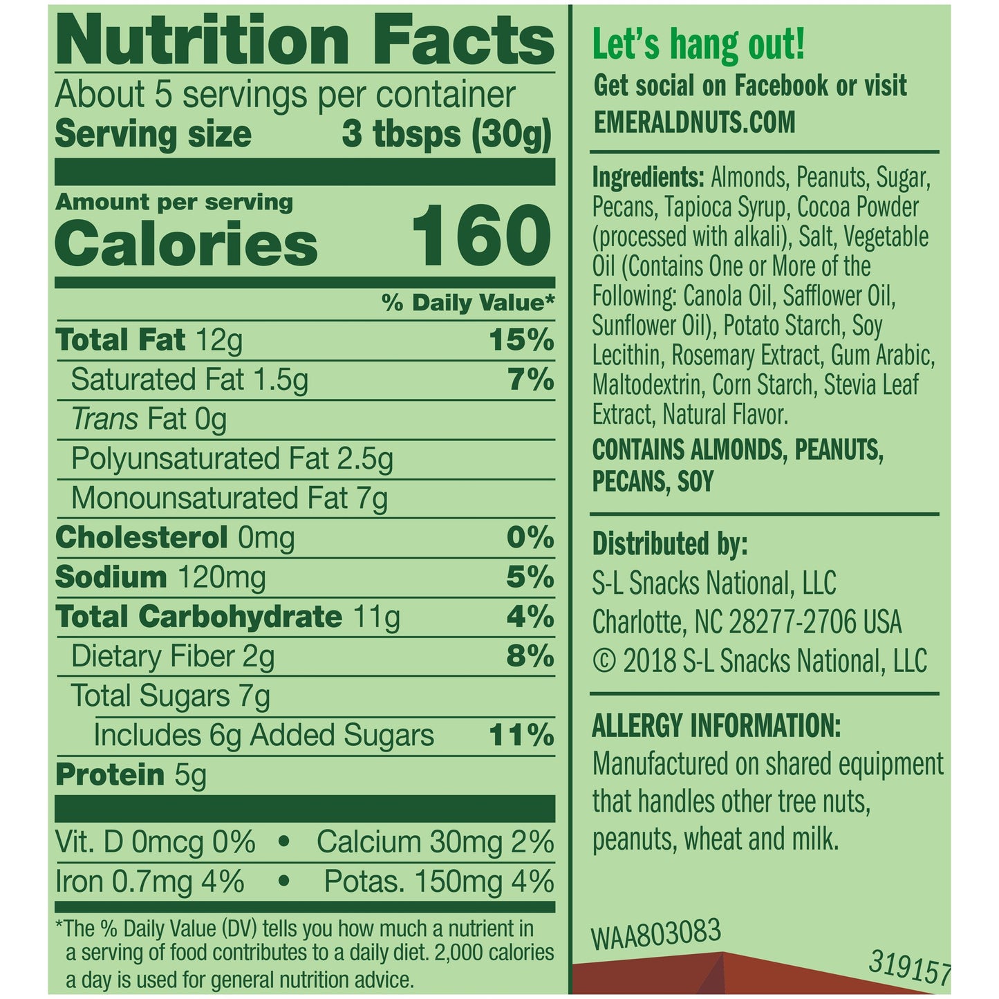 Emerald Nuts Chocolate Peanut Crunch Mixed Nuts (1-Pack) | Features Cocoa Roasted Almonds, Kettle Glazed Pecans, Kettle Glazed P