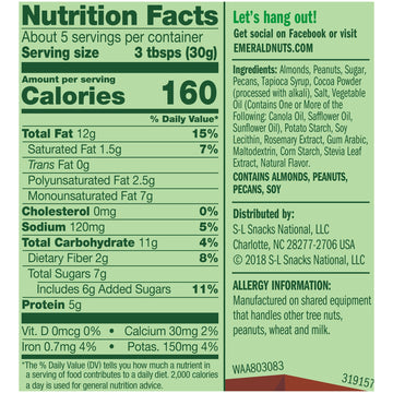 Emerald Nuts Chocolate Peanut Crunch Mixed Nuts (1-Pack) | Features Cocoa Roasted Almonds, Kettle Glazed Pecans, Kettle Glazed P