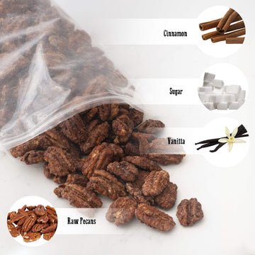 Cinnamon Roasted Pecans 60 Oz (3.75 Lb) - Candied Pecan Glazed With Cinnamon To Satisfy Any Sweet Tooth - Artisan Hand-Roasted S