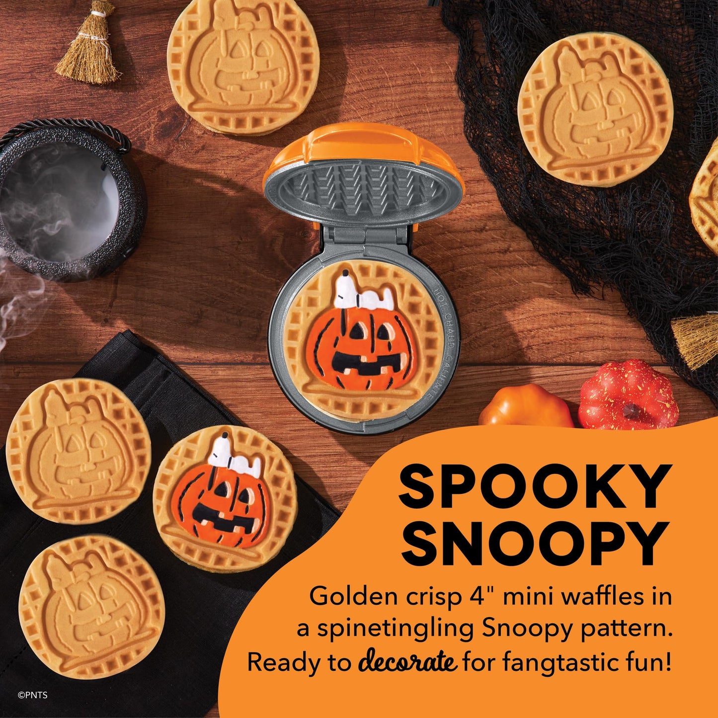 Peanuts x Dash Snoopy Jack-o-Lantern Mini Waffle Maker
