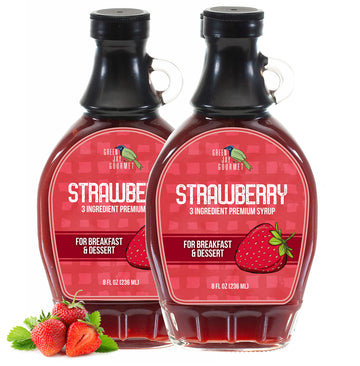 Green Jay Gourmet Strawberry Syrup - 3 Ingredient Premium Breakfast Syrup W/ Fresh Strawberries, Cane Sugar & Lemon Juice - All-