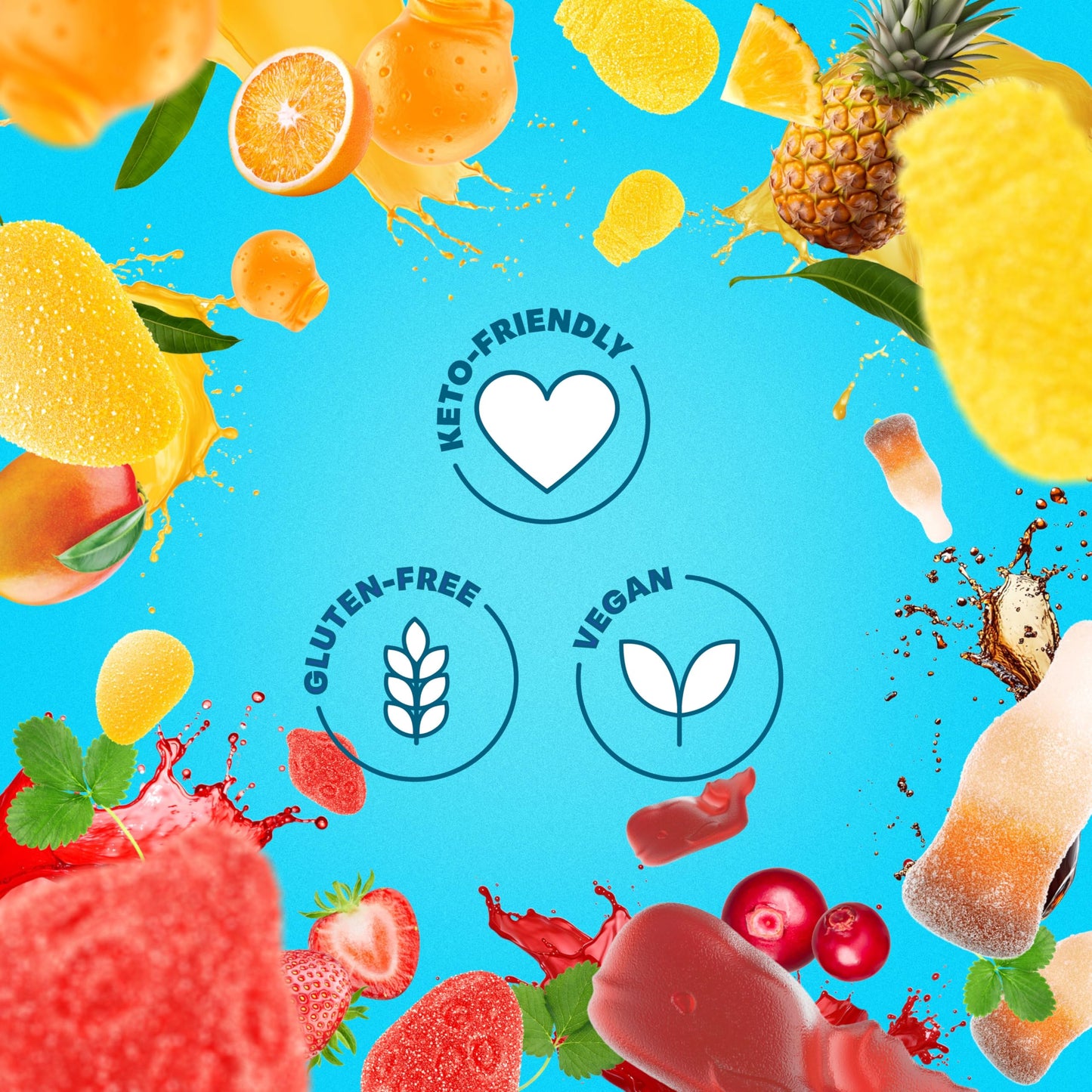 Shameless Snacks Candy Carnival - Healthy Low Sugar Snacks With Pineapple, Mango, Orange, Strawberry & Cola Gummies - Vegan, Glu