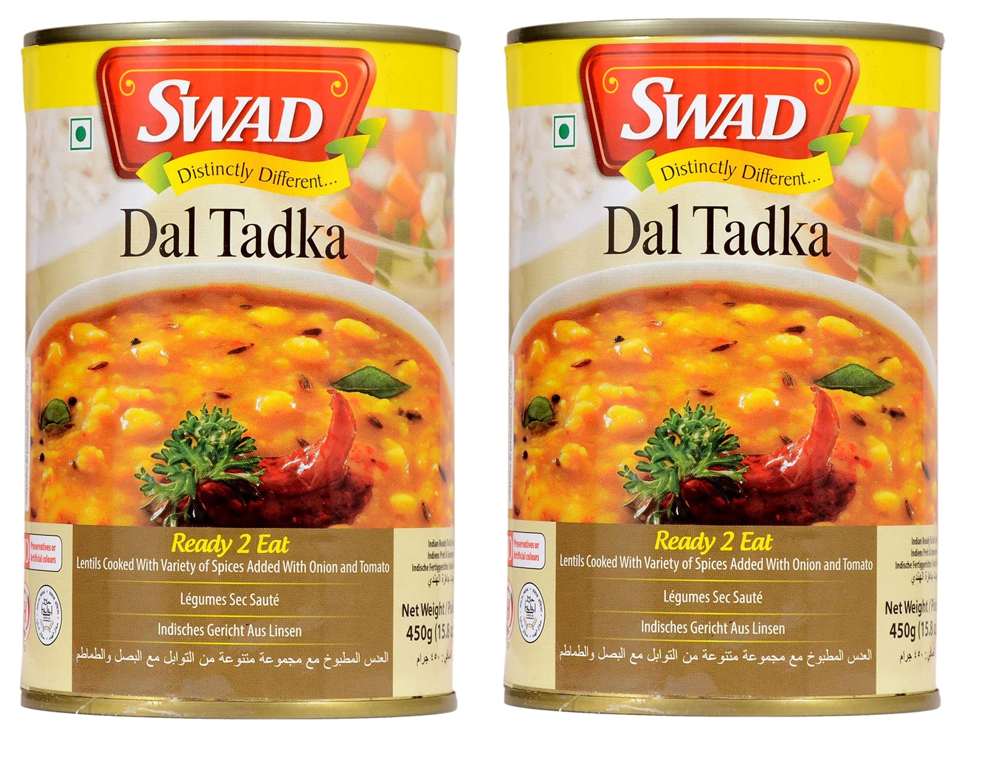 Swad Ready To Eat Dal Tadka Instant Mix Vegetarian Heat & Eat With No Added Preservative - 450 Grams (Pack Of 2)
