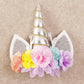 Nishine Rose Floral Unicorn Cake Topper Birthday Party Cake Decoration (Silver&Pink)